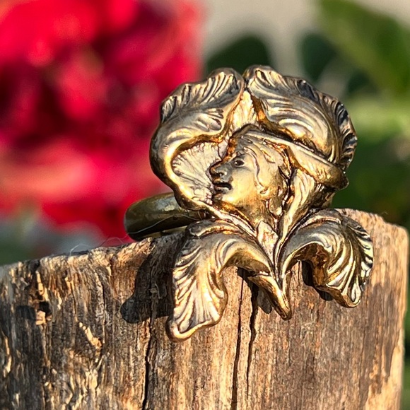 Vintage Art Nouveau Adjustable Lady Rings – Estate Gold-Plated – Size 4 to 8 - Picture 4 of 7